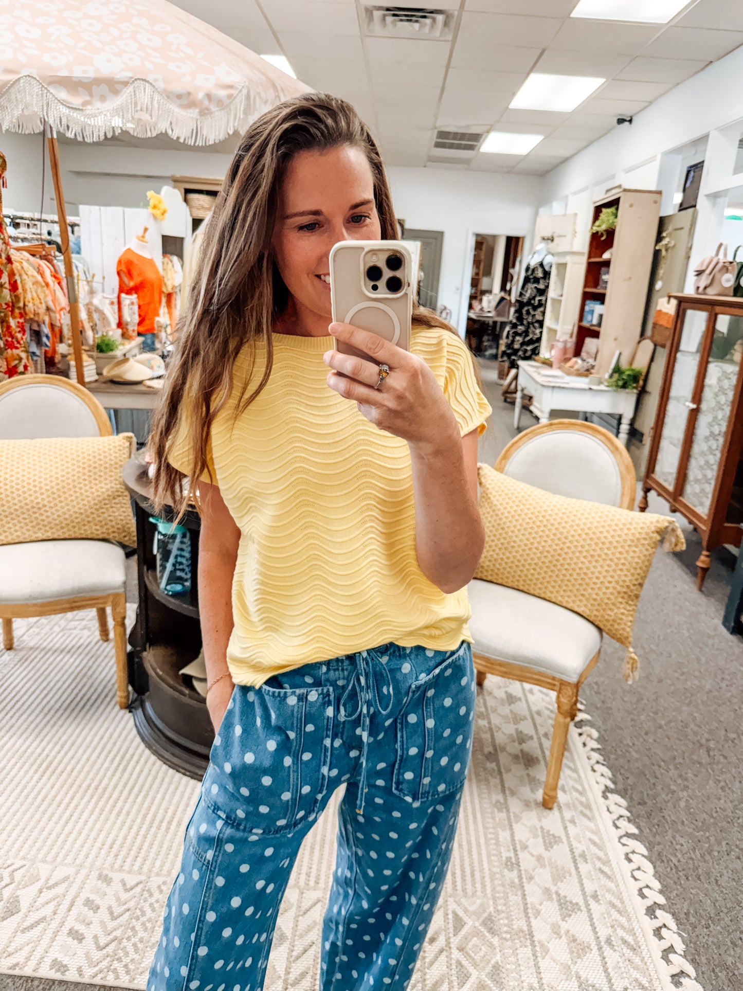 Banana Cream Scallop Knit Top