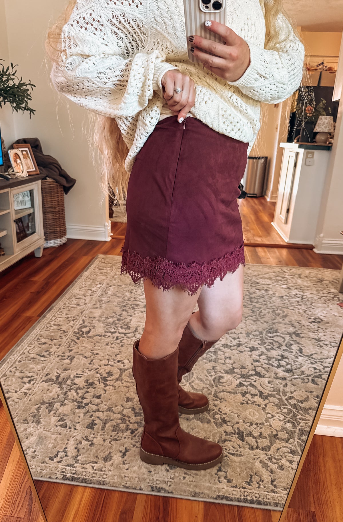 Golden Hour Suede Lace Skort