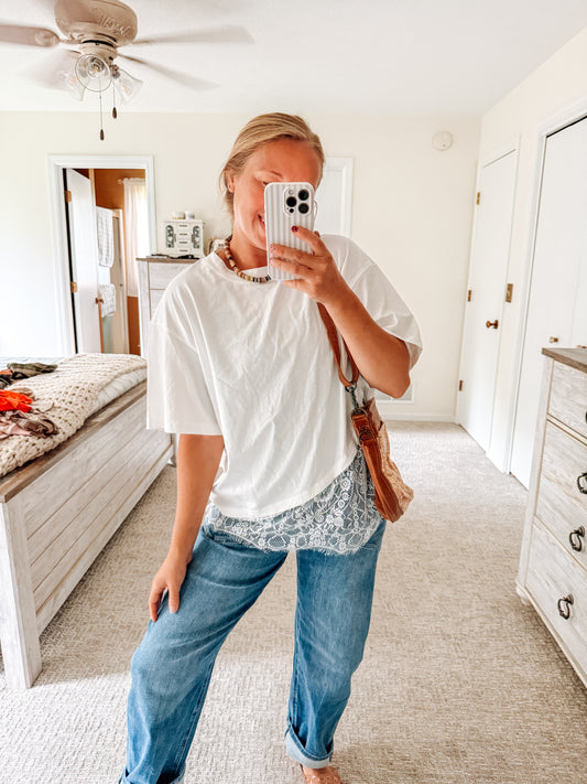 Trendy Moment Lace Tee