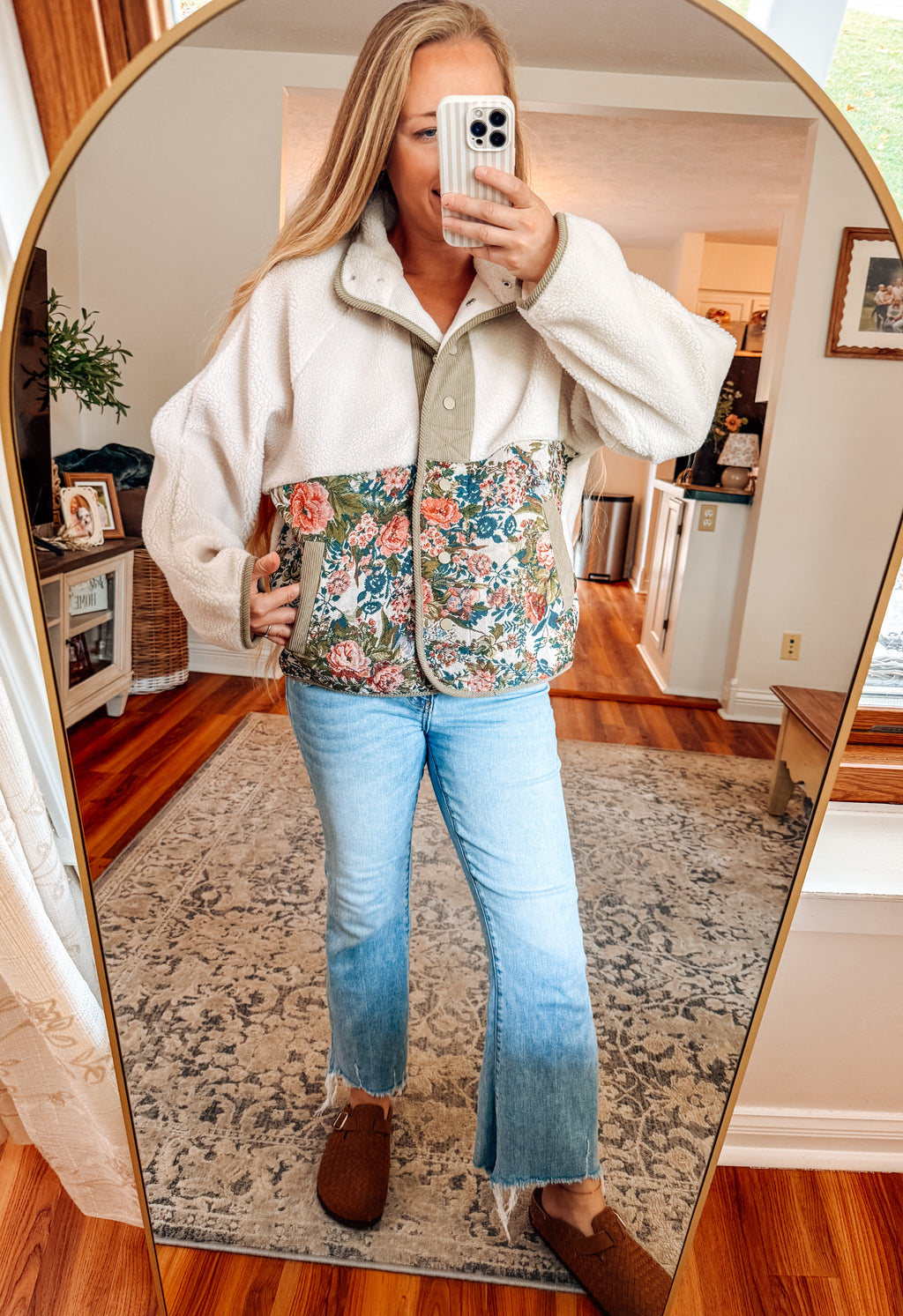 Wildflower Snap Button Sherpa Floral Jacket