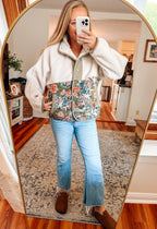 Wildflower Snap Button Sherpa Floral Jacket