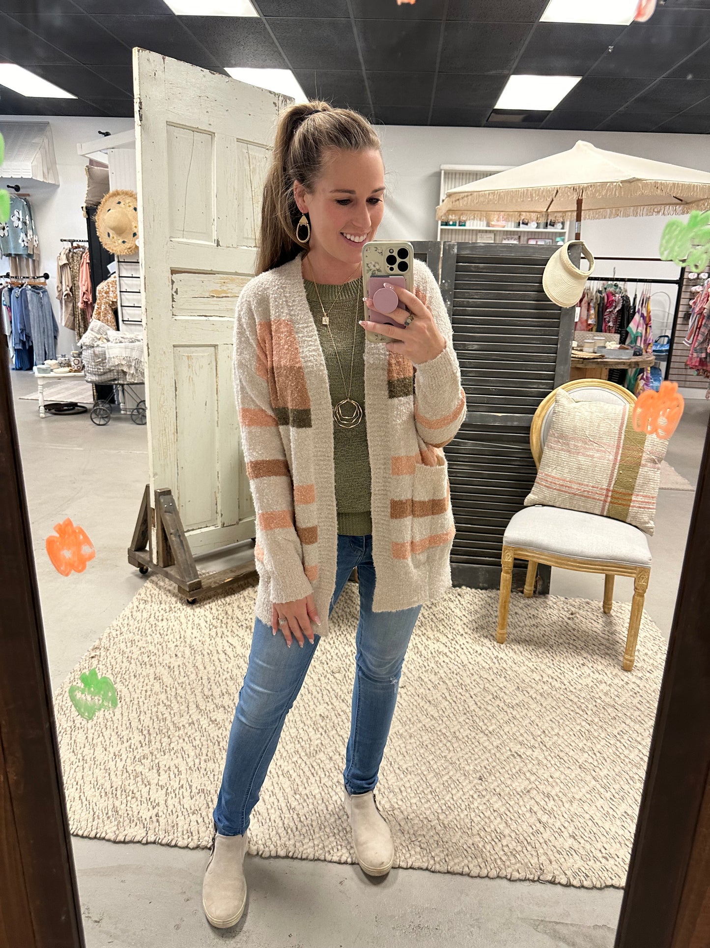 Amber Glow Striped Cardigan