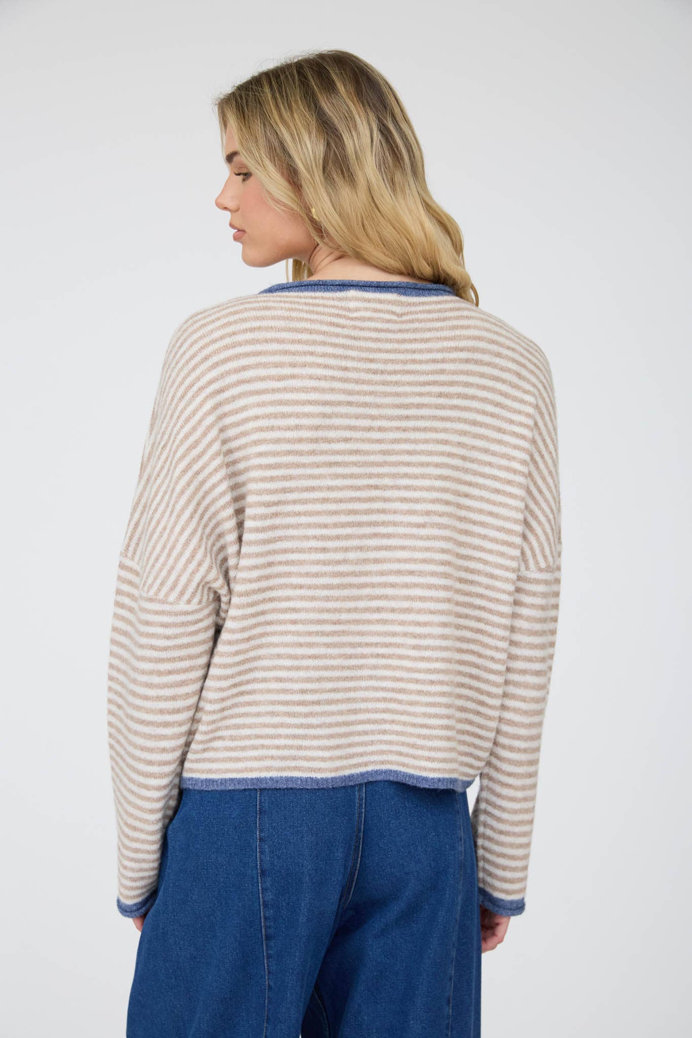 Harvest Lane Striped Cardigan-Mocha