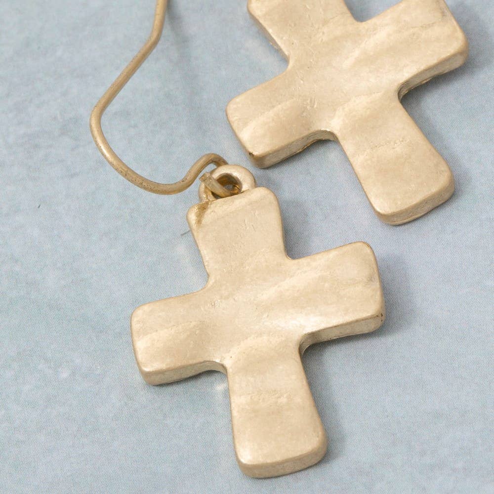 Vintage Metallic Cross Dangle Earrings
