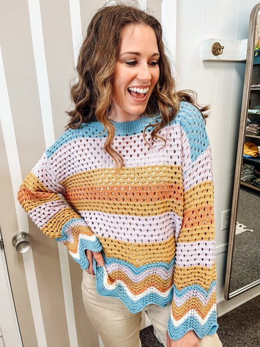Tide & Texture Open Knit Sweater