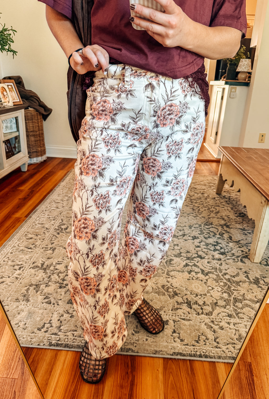 Vintage Blooms Floral Wide Leg Jeans