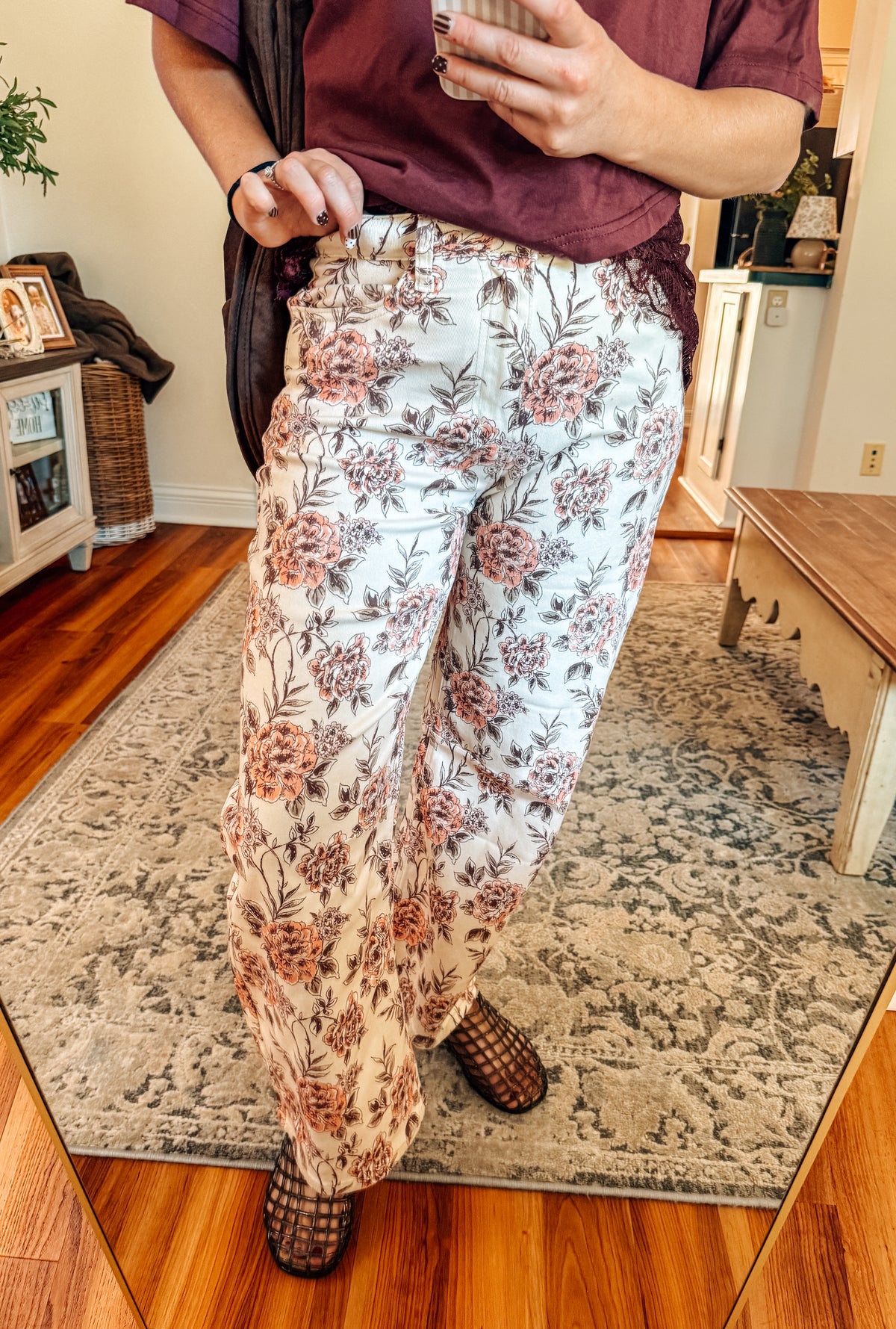 Vintage Blooms Floral Wide Leg Jeans