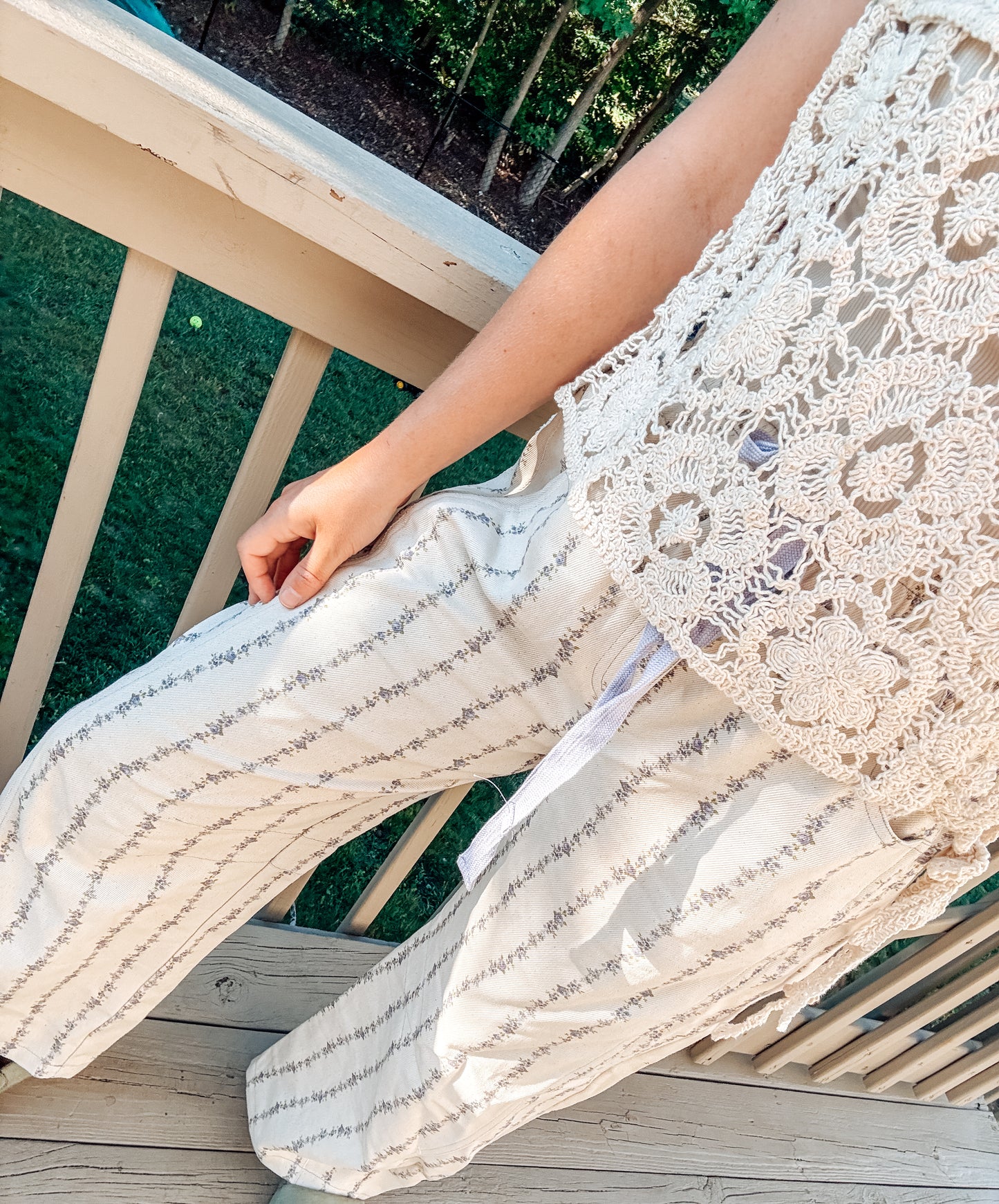 Vintage Print Barrel Pants-Lavendar