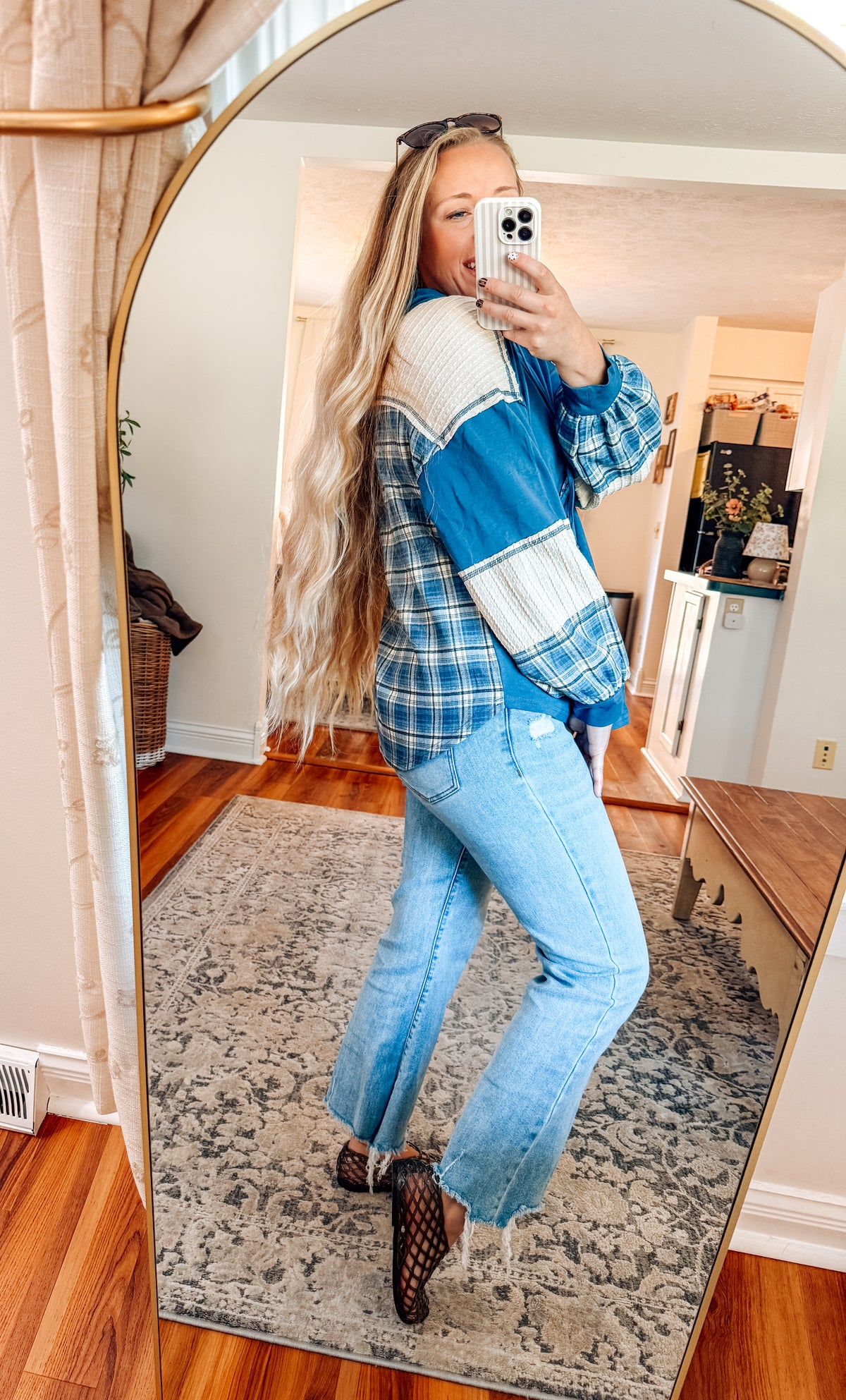 Elodie Plaid Contrast Hoodie Pullover