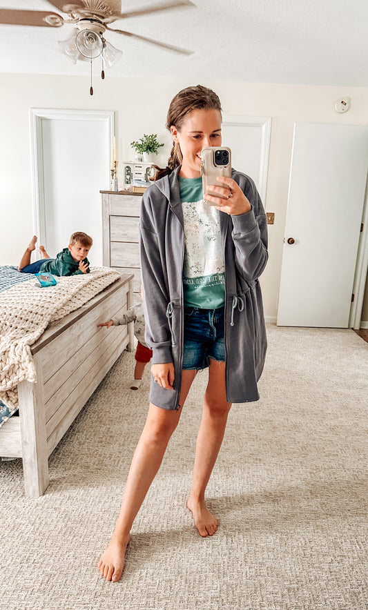 Pure Comfort Terry Hoodie Jacket-Light Gray (S-XL)