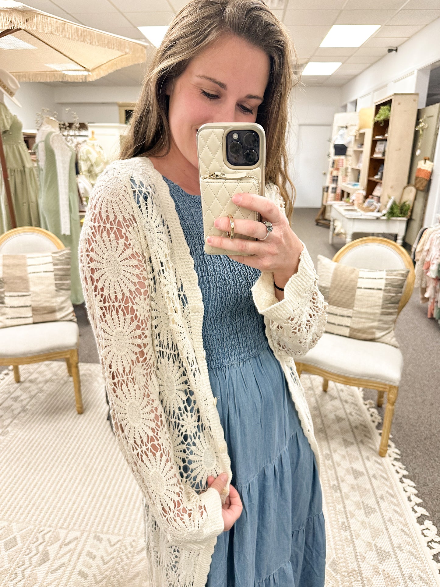 Patterned in Florals Crochet Maxi Kimono Cardigan