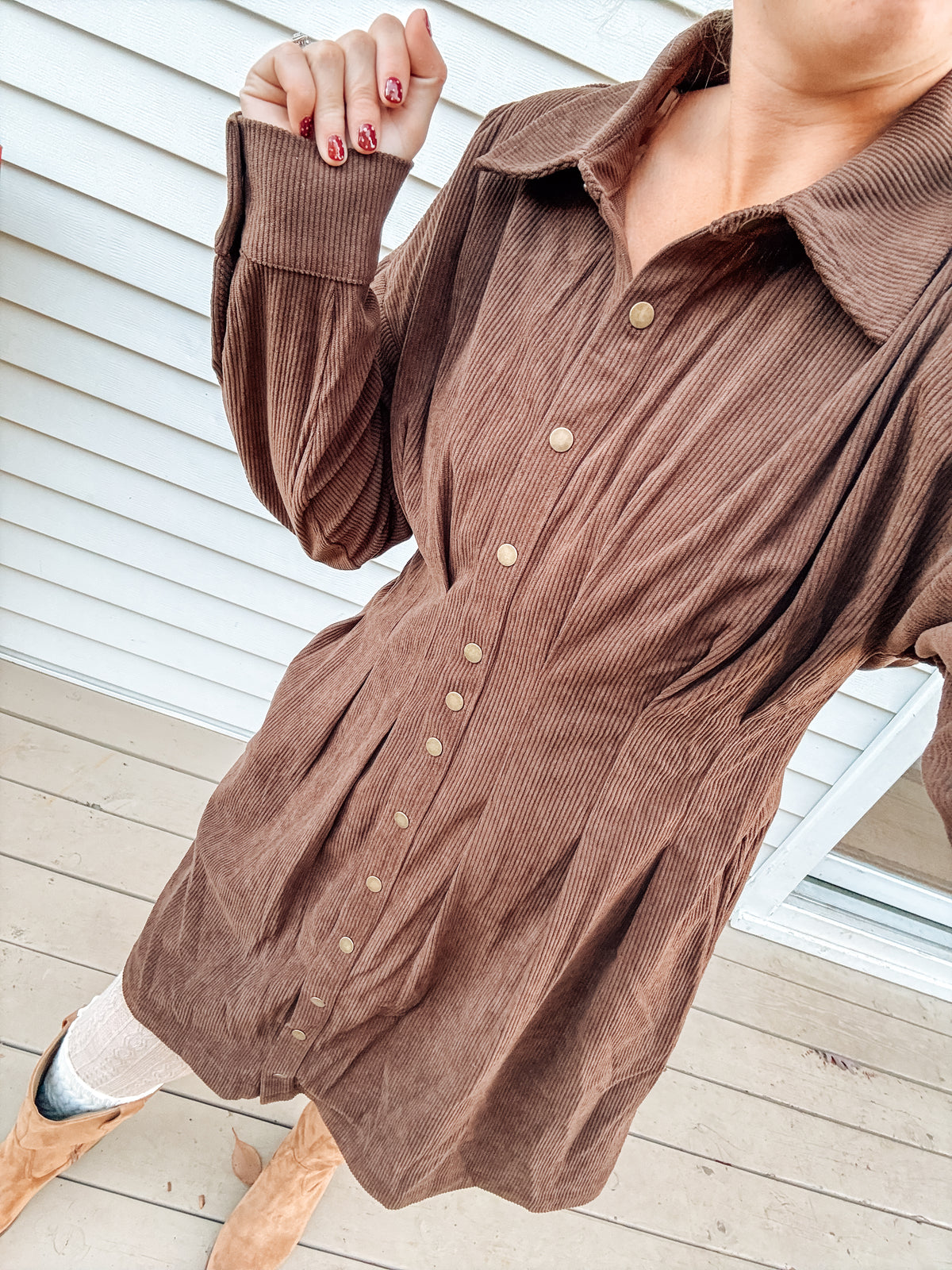 Cocoa Cozy Corduroy Dress (S-Xl)