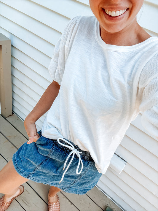 Classic Ivory Short Sleeve Blouse Top