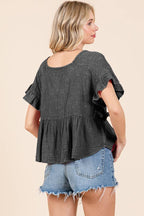 The Charcoal Charm Square Neck Blouse