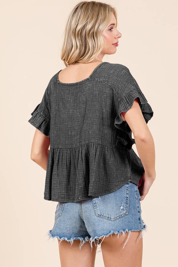 The Charcoal Charm Square Neck Blouse
