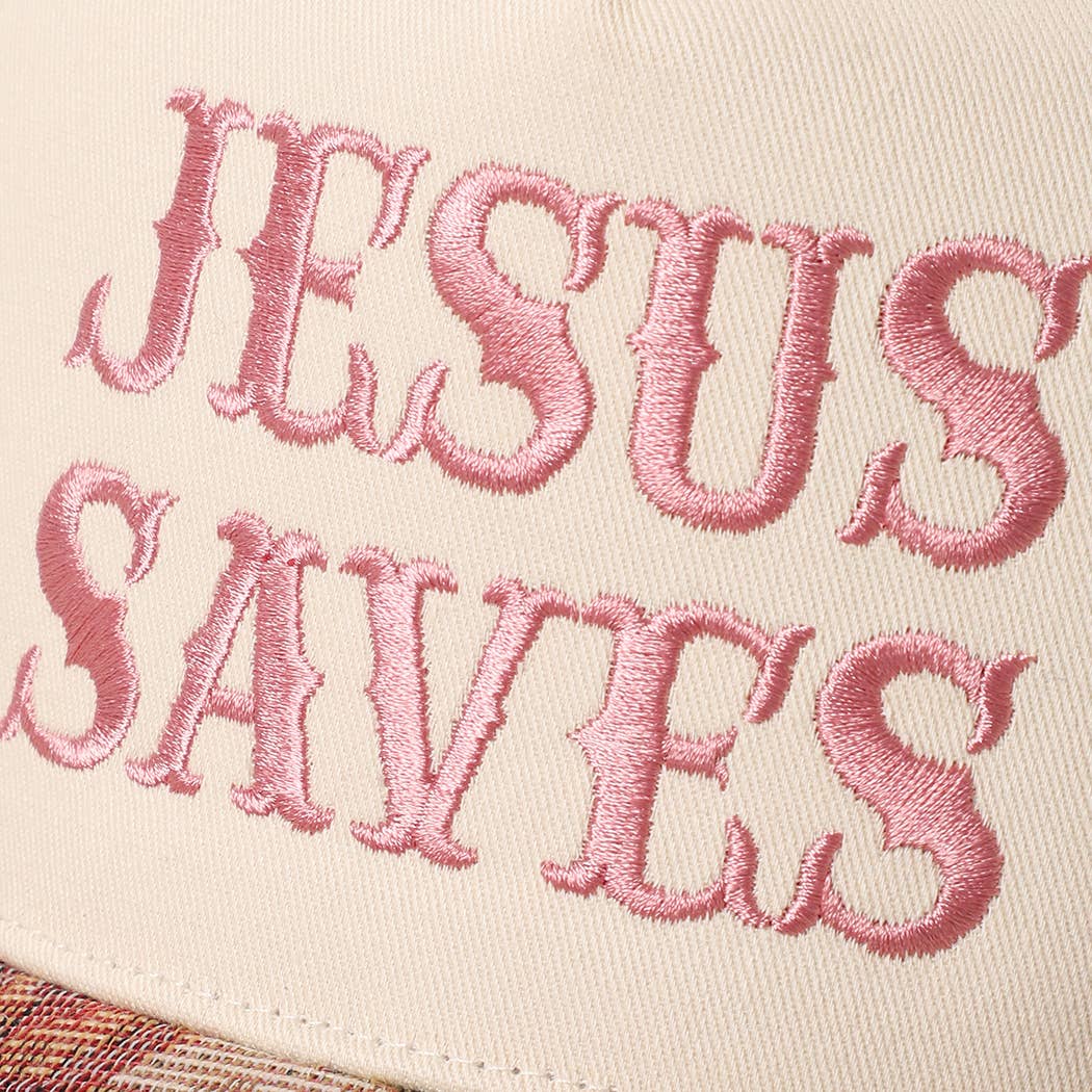 JESUS SAVES Tapestry Trucker Hat (several colors)