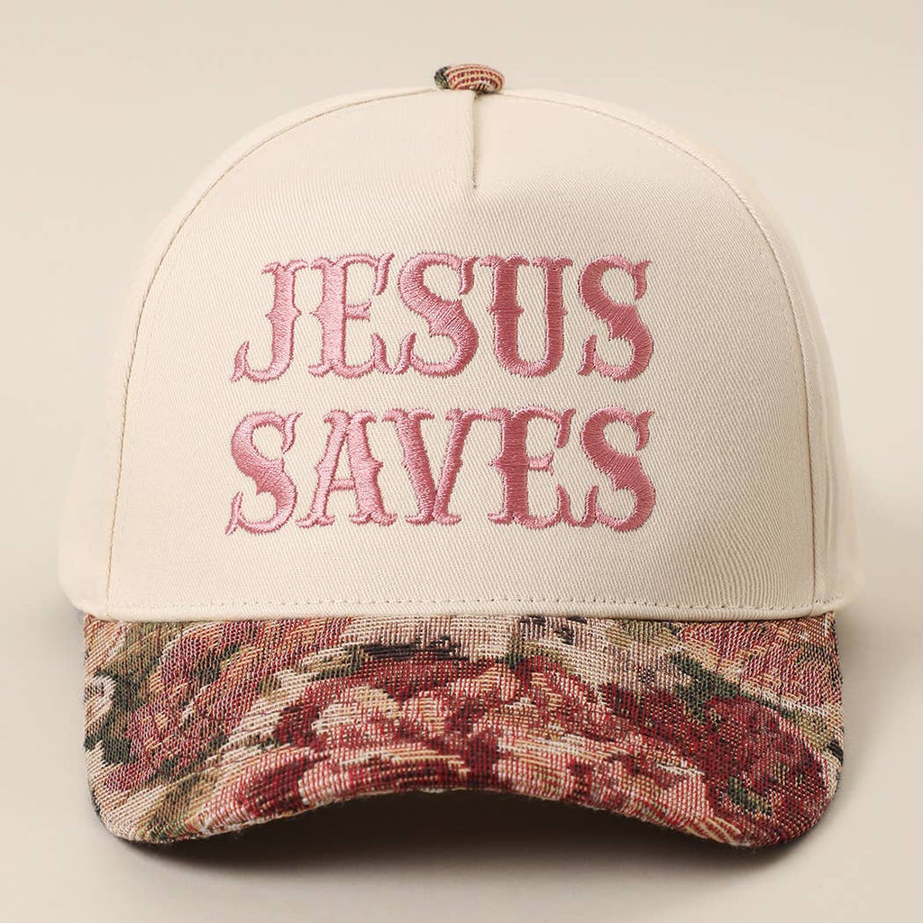 JESUS SAVES Tapestry Trucker Hat (several colors)
