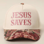 JESUS SAVES Tapestry Trucker Hat (several colors)