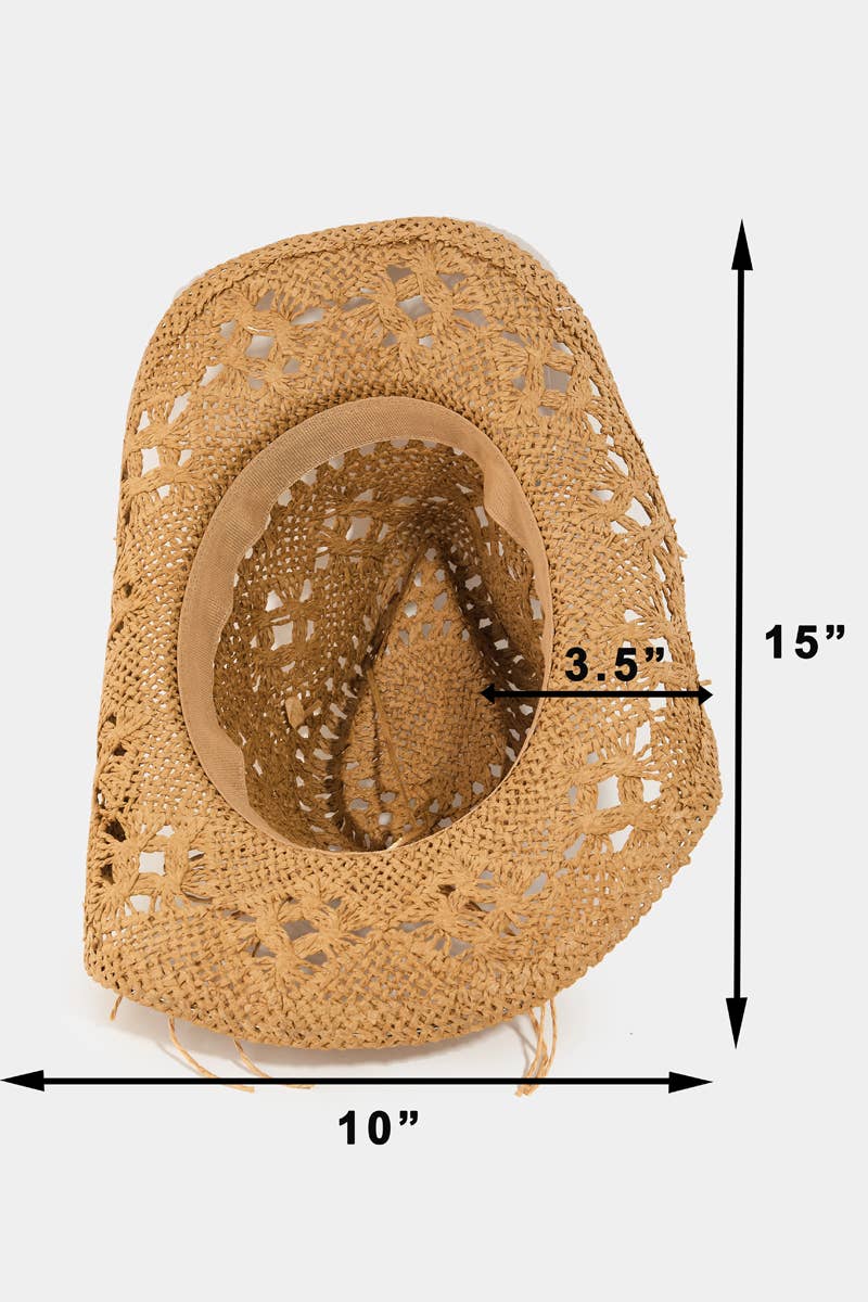 Western Straw Braided Cowboy Sun Hat