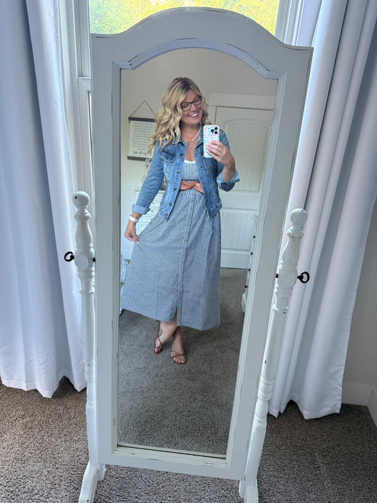 Cider and Striped Midi Dress