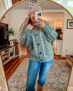 Cozy Evergreen Cable Knit Cardigan
