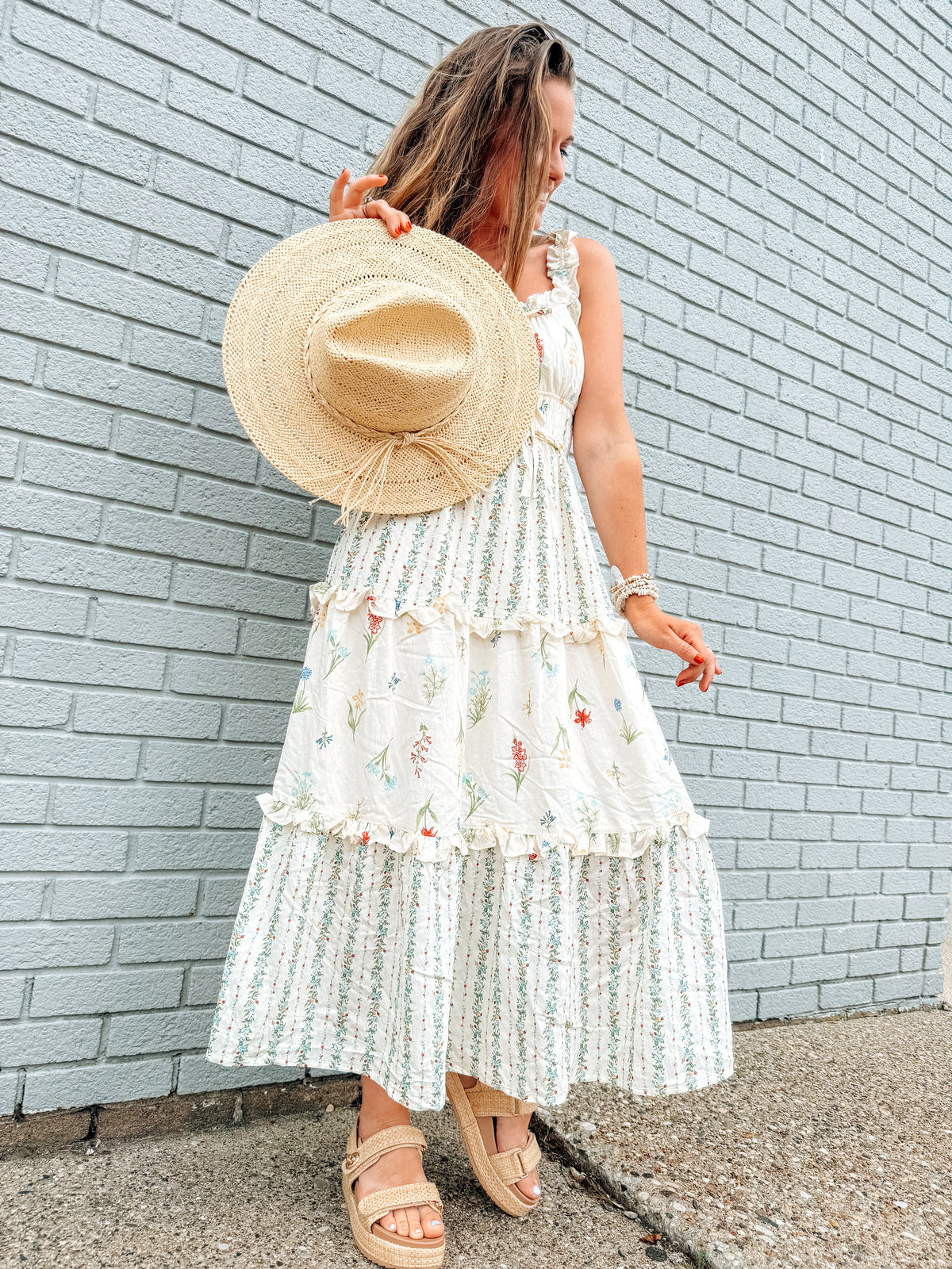 Meadow Mix Floral Tiered Midi Dress