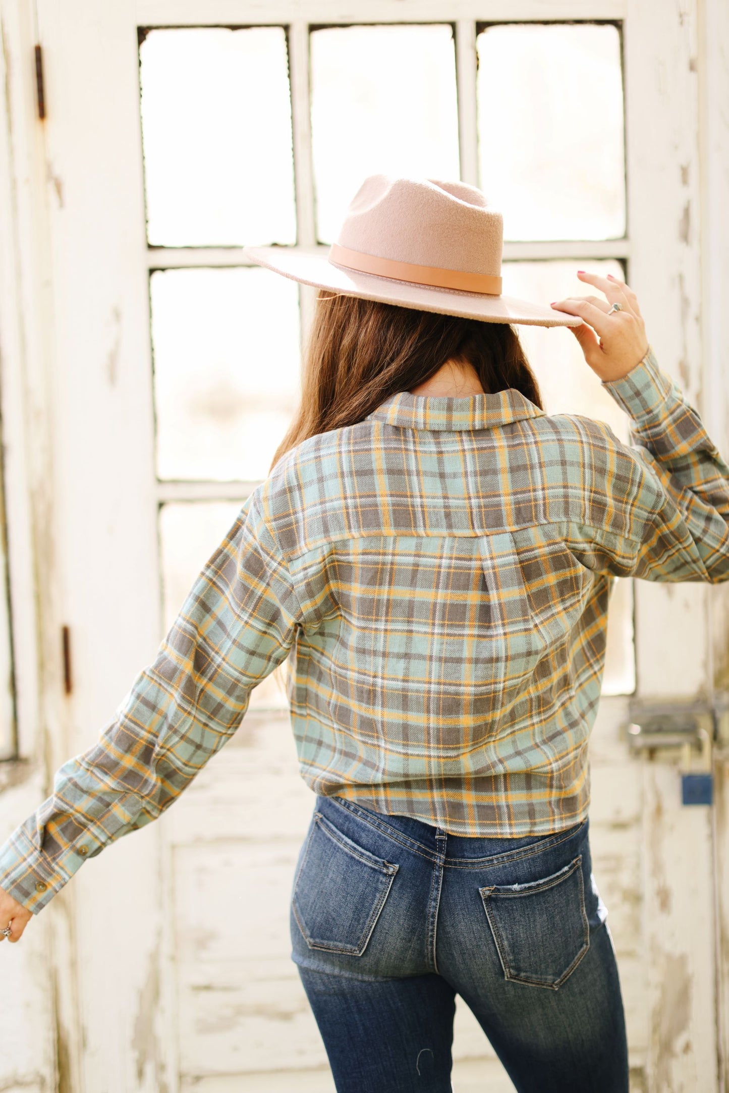 Rustic Flannel Cropped Button Up