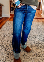 On Repeat Mid Rise Straight Cuff Denim