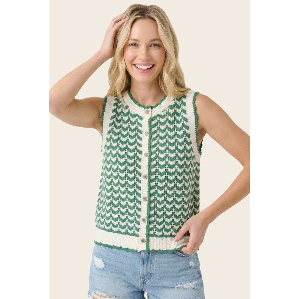 Garden Path Crochet Chevron Sweater (S-XL)