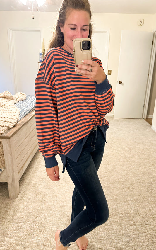 Pumpkin Patch Striped Pullover