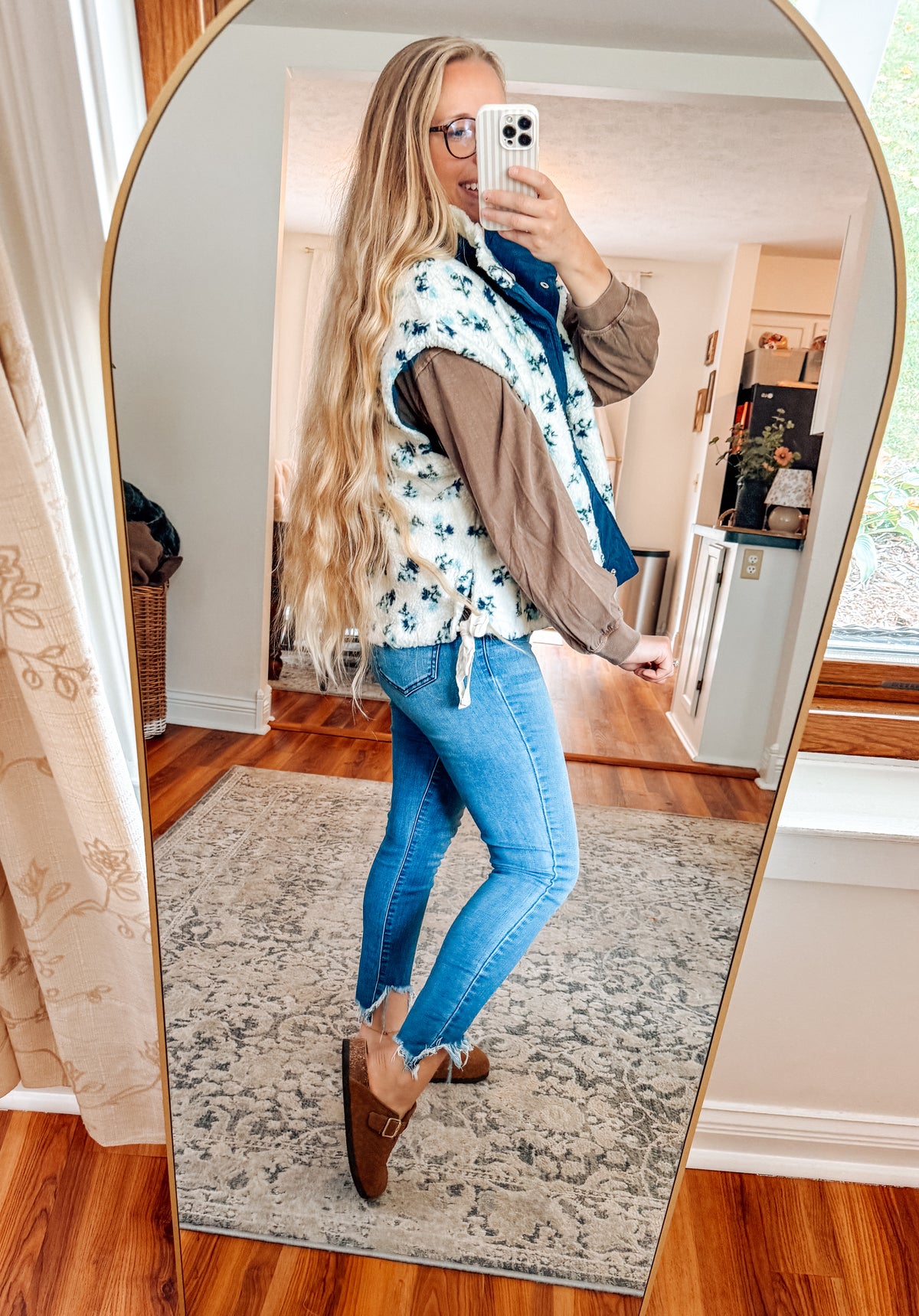 Cozy In Bloom Floral Sherpa Corduroy Vest