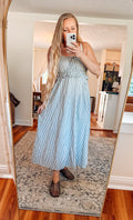 Sweet on Striped Spaghetti Strap Dress-Black
