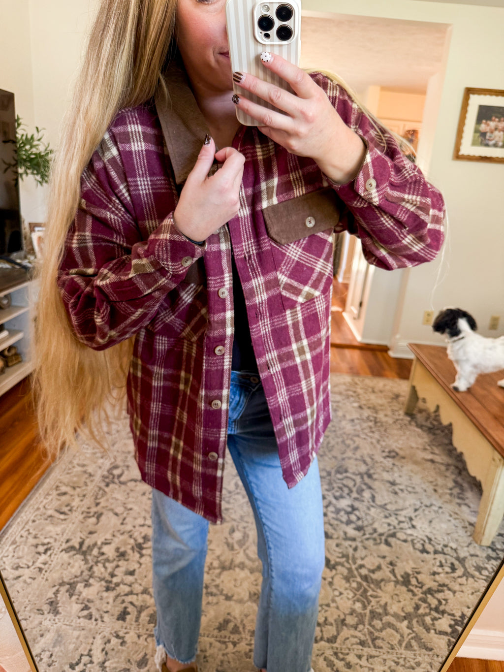 Backroad Burgundy Brushed Flannel Shacket