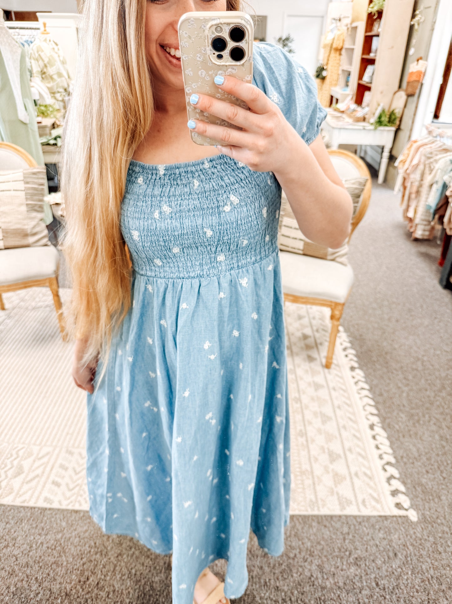The Elodie Embroidered Midi Dress (S-3X)