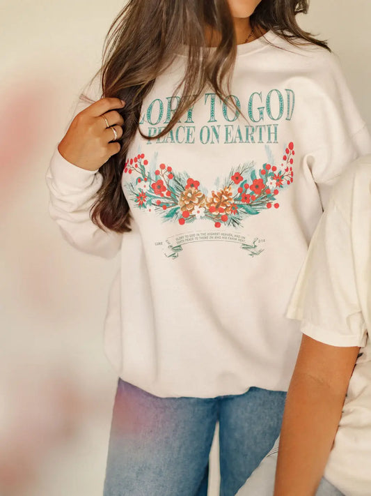 Glory To God Peace On Earth Graphic Sweatshirt S-2X (Preorder)
