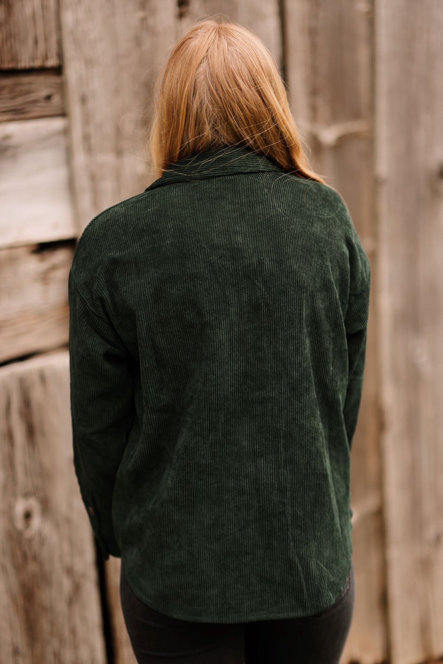 Style Me Chic Corduroy Button Up-Hunter Green (S-3X)