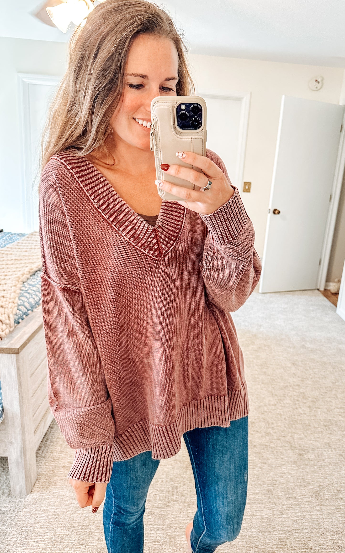 Berry Haze V-Neck Sweater
