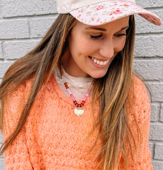 Bleeding Heart Beaded Necklace