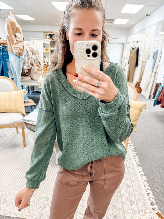 Into the Evergreens V-Neck Top