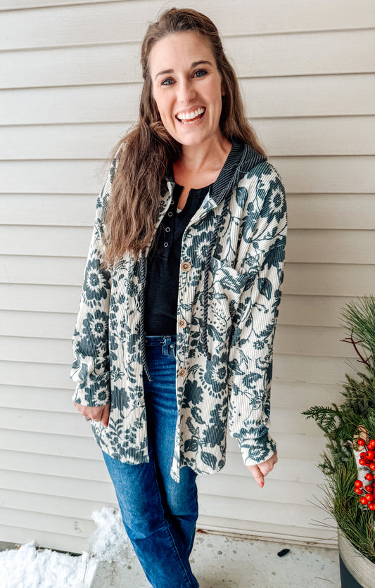 Shadow & Lace Floral Button Up (S-XL)