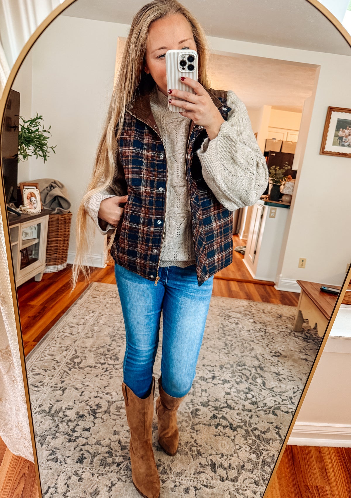 Small Town Charm Navy Plaid Vest