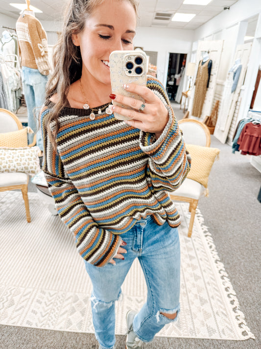 Color of Fall Stripe Knit Sweater