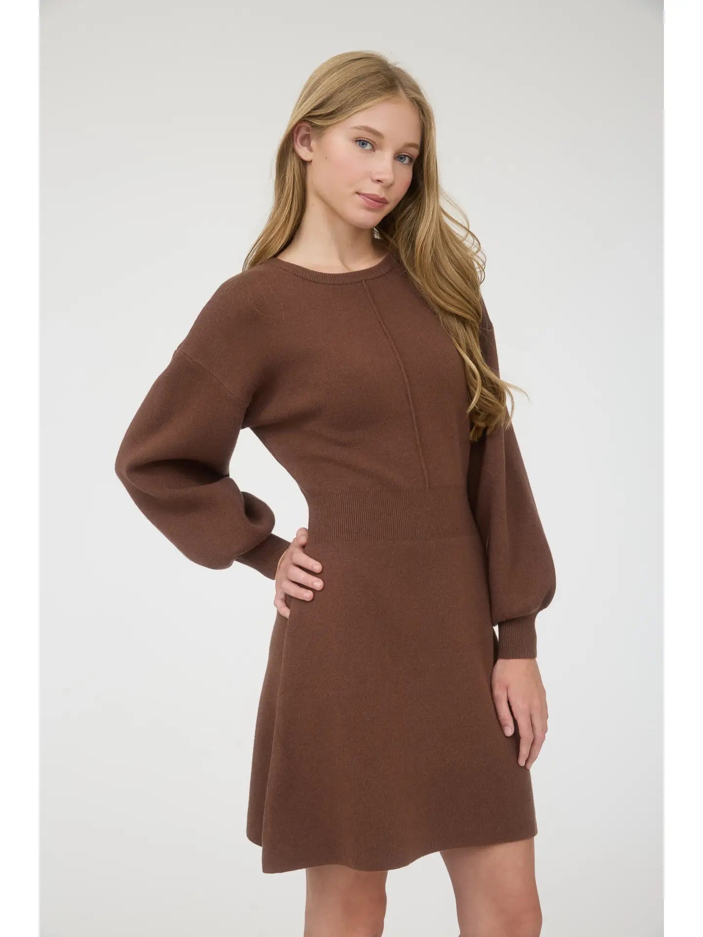Timeless Knit Sweater Dress-Brown