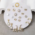 Baroque Pearl Bow & Moon Stud Earring Set