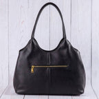 Exterior Zip Pocket Leather Hobo Shoulder Bag