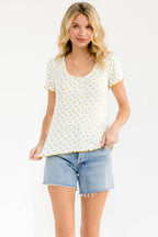 Tiny Pops Of Floral Top (S-XL)-Yellow
