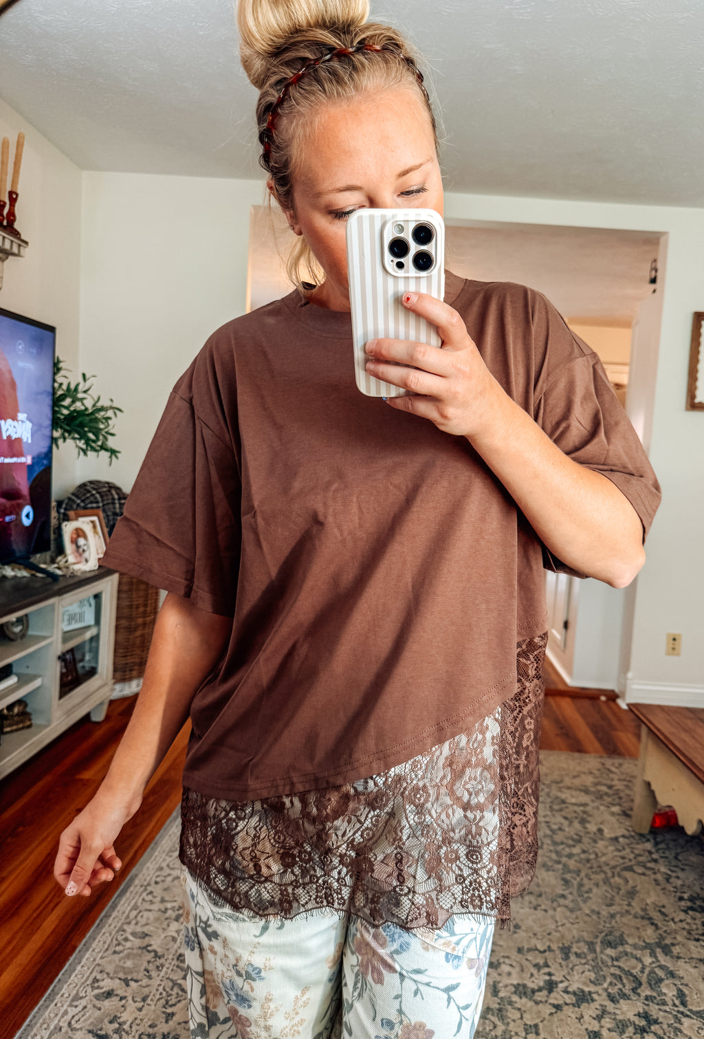 Trendy Moment Lace Tee (S-XL)