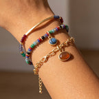 Beaded Chain Mix Stone Charm Bracelet Set
