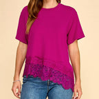 Everyday Asymmetrical Lace Trim Top