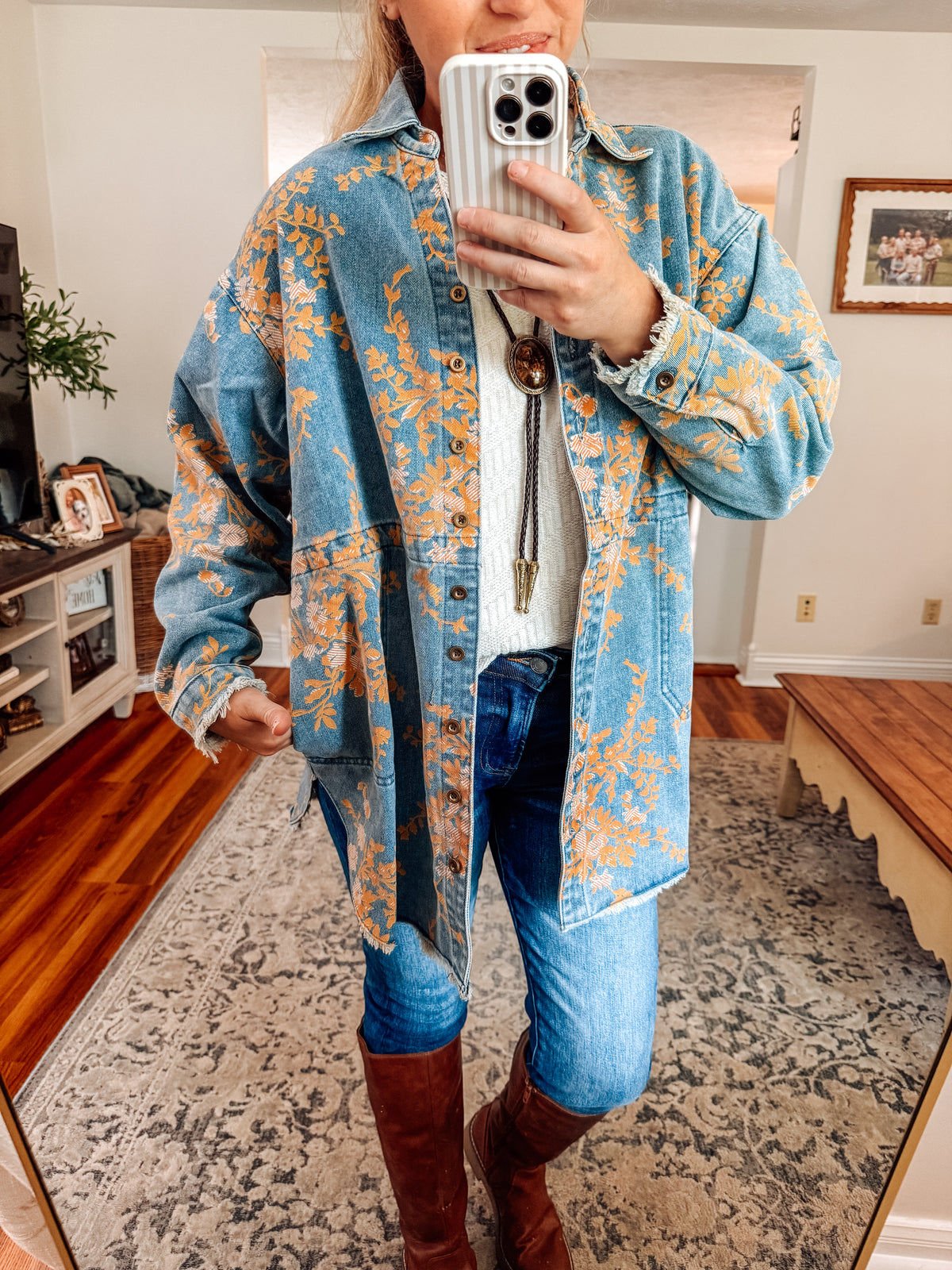 Denim in Bloom Floral Button Up